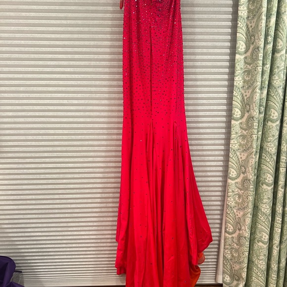 Johnathon Kayne reddish pink with iridescent beading prom dress - Picture 4 of 7